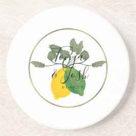 Porta-copos Casamento Falso Limão Limão Limoncello Aquarela Do