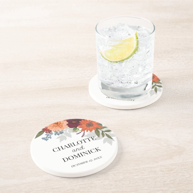 Porta-copos Casamento Floral do Jardim de Queda Burgundy (Lateral)