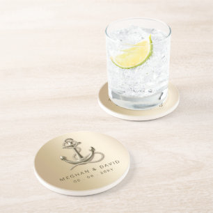 Porta-copos Casamento Náutico de Âncora Antiquada da Vintagem