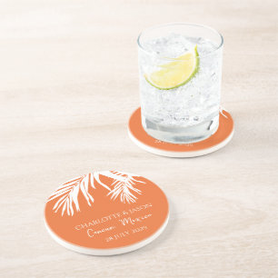 Porta-copos Casamento Personalizado de Folhas Tropicais Modern