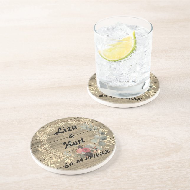 Porta-copos Casamento Russo Chic Floral Wreath (Lateral)