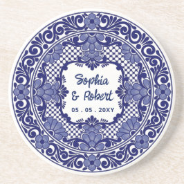 Porta-copos Casamento Talavera Azul Mexicano