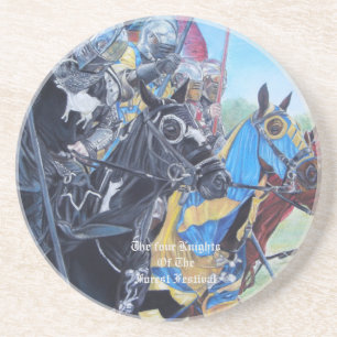 Porta-copos cavaleiros medievais jorrando em cavalos arte hist