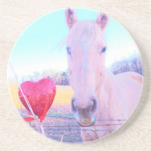 Porta-copos Cavalo Amarelo e Coração Vermelho