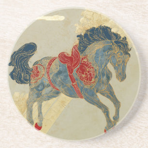Porta-copos Cavalo Azul Real Ornamentado