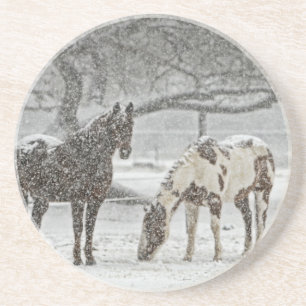 Porta-copos cavalo inverno neve fazenda rancho animais nevado