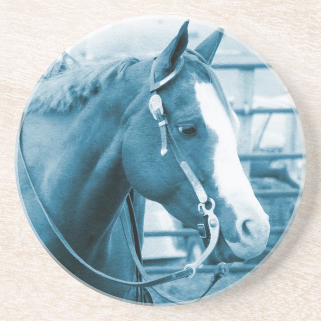 Porta-copos Cavalo Ocidental em Sombras de Azul (Frente)