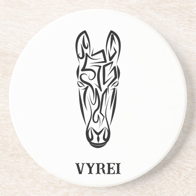Porta-copos Cavalo Tribal Negro e Branco (Frente)