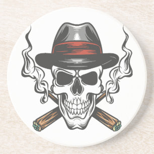 Porta-copos Caveira de gângster com chapéu fedora