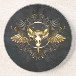 Porta-copos Caveira de ouro sobre fundo preto
