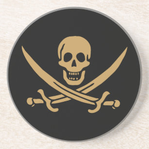 Porta-copos Caveira e Cutelo do Pirata Calico Jack em Ouro Ast