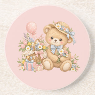 Porta-copos Celebração do Urso de Pelúcia Vintage com Flores S