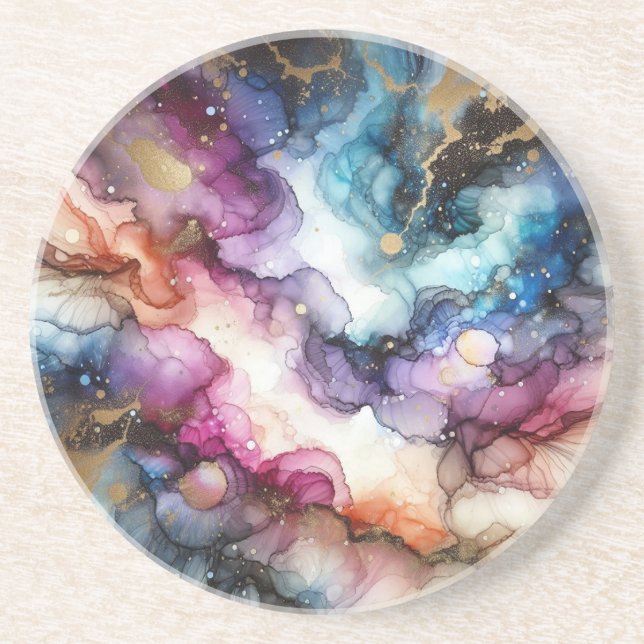 Porta-copos Celestial Alcohol Ink (Frente)