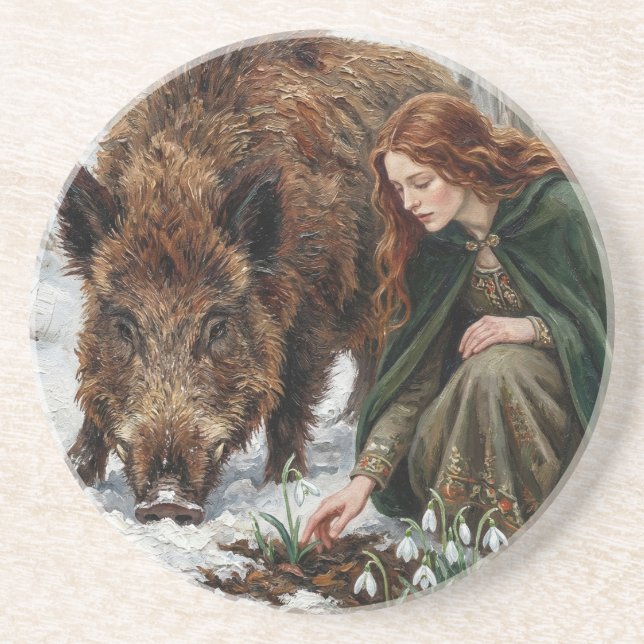 Porta-copos Celtic Goddess & Wild Boar (Frente)