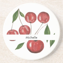 Cerejas Doces Ilustração Aquarela Monogramada