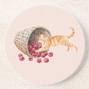 Porta-copos Cesto de Gato Laranja de Frutas Vermelhas