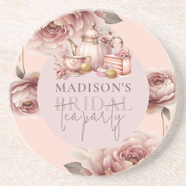 Porta-copos Chá de Bebê de Noiva Personalizado com Aquarela Al (Frente)