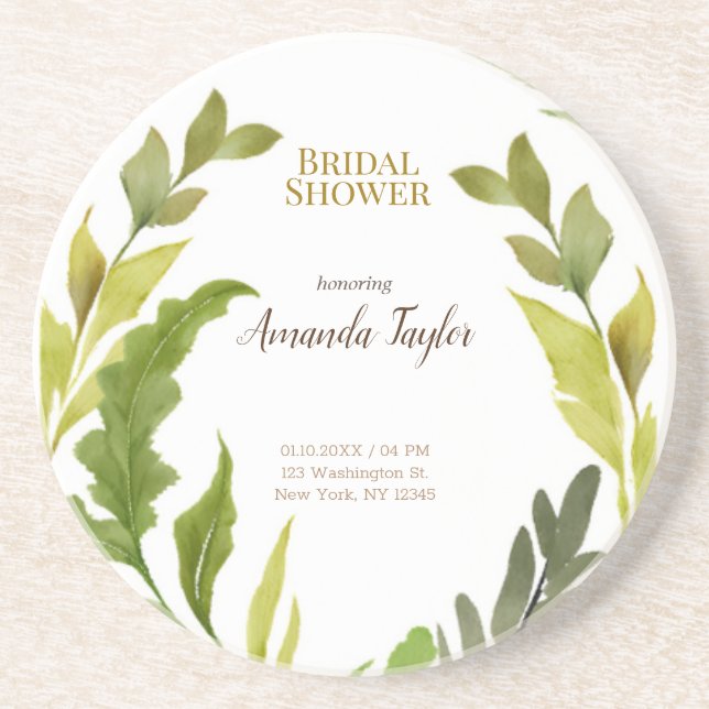 Porta-copos Chá de Bebê Floral com Aquarela Elegante (Frente)