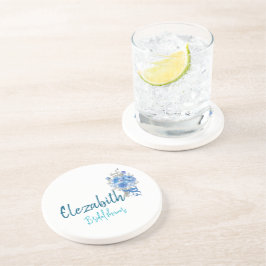 Porta-copos Chá de Noiva Azul Floral Elegante Personalizado