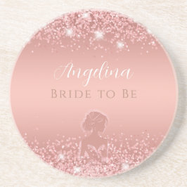 Porta-copos Chá de Noiva Elegante Rosa Dourado Luxo Brilho