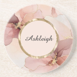 Porta-copos Chá de Noiva Romântico Rosa Bege Dourado Floral