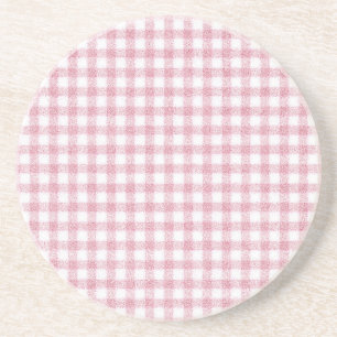 Porta-copos Charme de Xadrez Rosa e Branco Aveludado