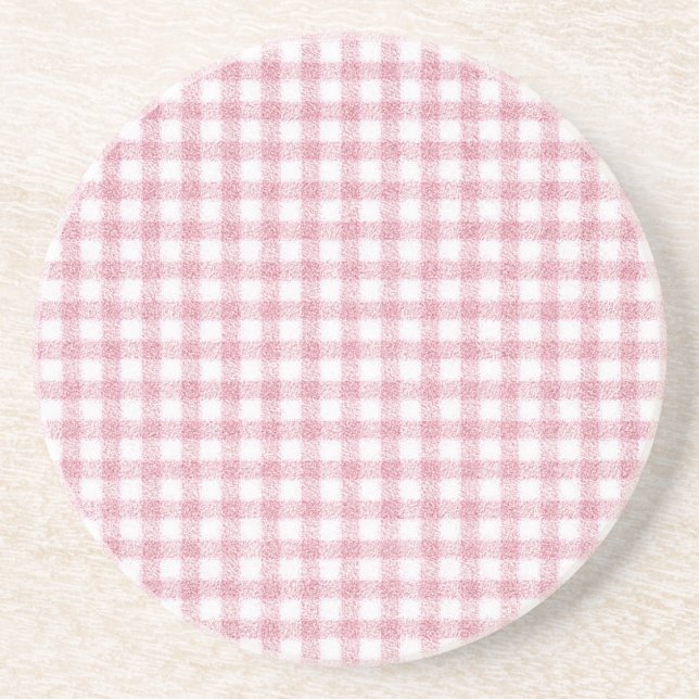 Porta-copos Charme de Xadrez Rosa e Branco Aveludado (Frente)