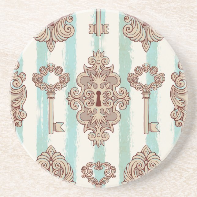 Porta-copos Chaves de safra, fechaduras: padrão à mão livre. (Frente)