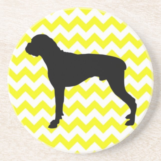 Porta-copos Chevron Amarelo-Limão Com Silhueta De Boxer (Frente)