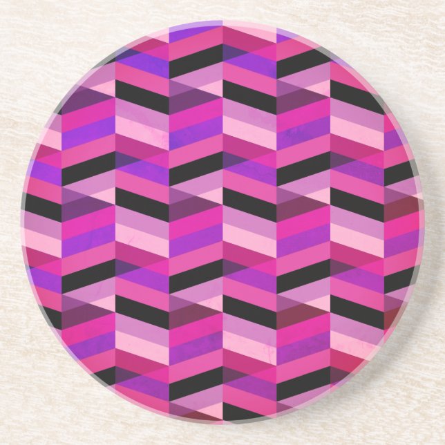 Porta-copos Chevron/Herringbone Abstrato | Roxos e Violeta (Frente)