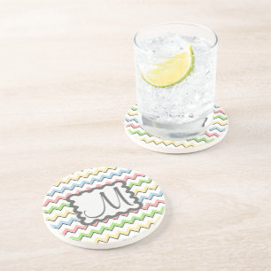 Porta-copos Chevron Pastel com monograma por Shirley Taylor