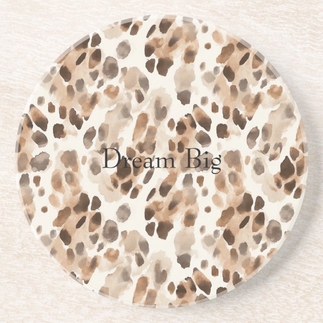 Porta-copos Chic Cream Brown Leopardo Impressão Animal (Frente)