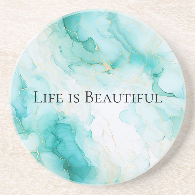 Porta-copos Chic Mint Branco Ouro Chuveiro de Noiva (Frente)