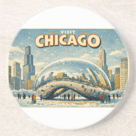 Porta-copos Chicago Bean in Winter coaster