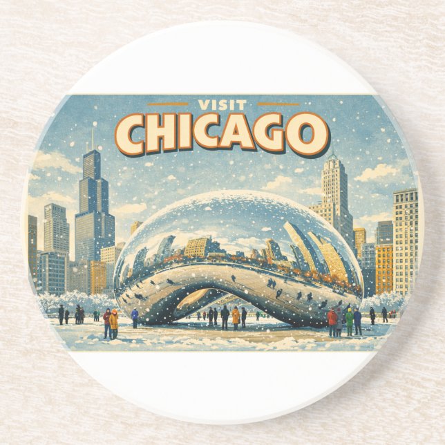 Porta-copos Chicago Bean in Winter coaster (Frente)