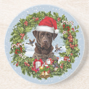 Porta-copos Chocolate Labrador Retriever, terra de Natal