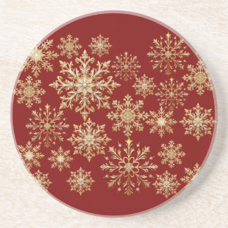 Porta-copos Christams Gold and Red Snowflake