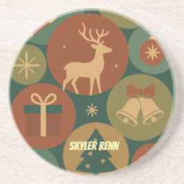 Porta-copos Christmas Circles Pattern Holiday