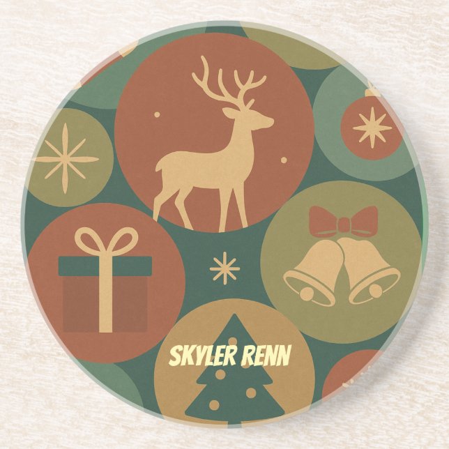 Porta-copos Christmas Circles Pattern Holiday (Frente)