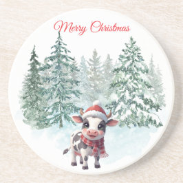 Porta-copos Christmas Cow Sandstone Coaster