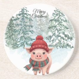 Porta-copos Christmas Pig Sandstone Coaster