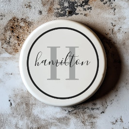 Porta-copos Cinza Elegante Monograma Personalizado Redondo Pre
