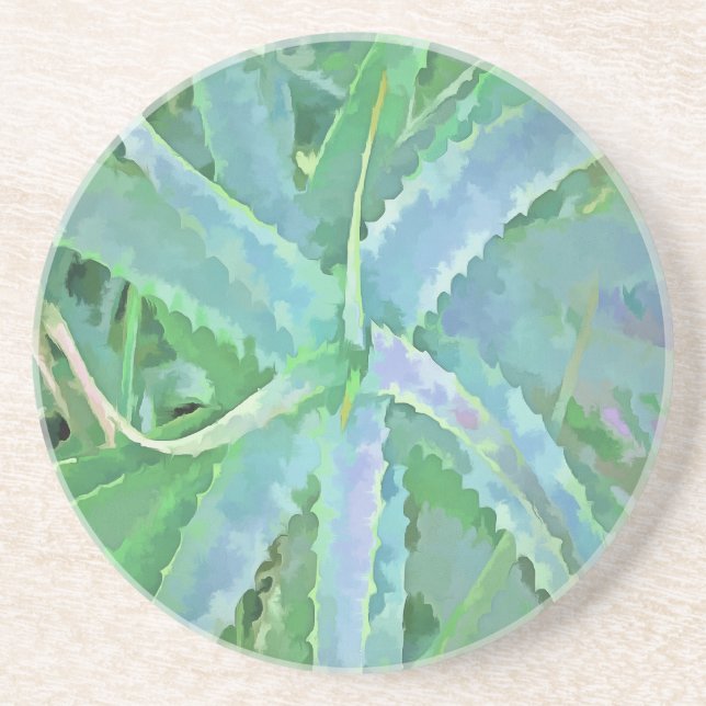 Porta-copos Cinza Verde Aloe Abstrato (Frente)