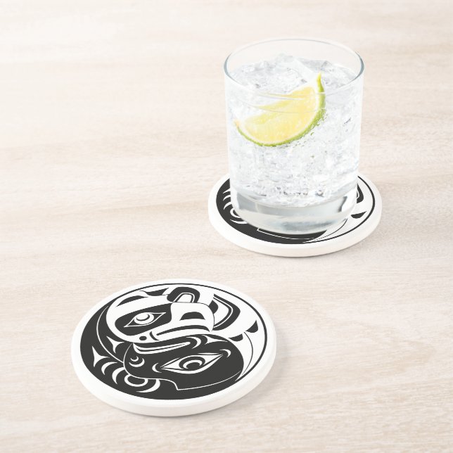 Porta-copos Círculo De Águia Branca E Negra De Haida Thunderbi (Lateral)