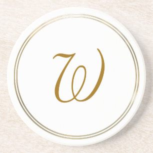 Porta-copos Círculos e modelo Dourados simples do monograma