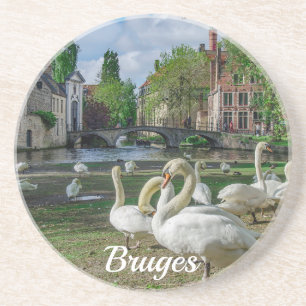 Porta-copos Cisnes brancas no centro de Bruges