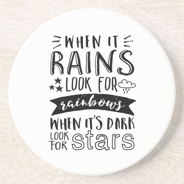 Porta-copos Citação Inspiradora Procura Estrela e Arco-Íris (Frente)