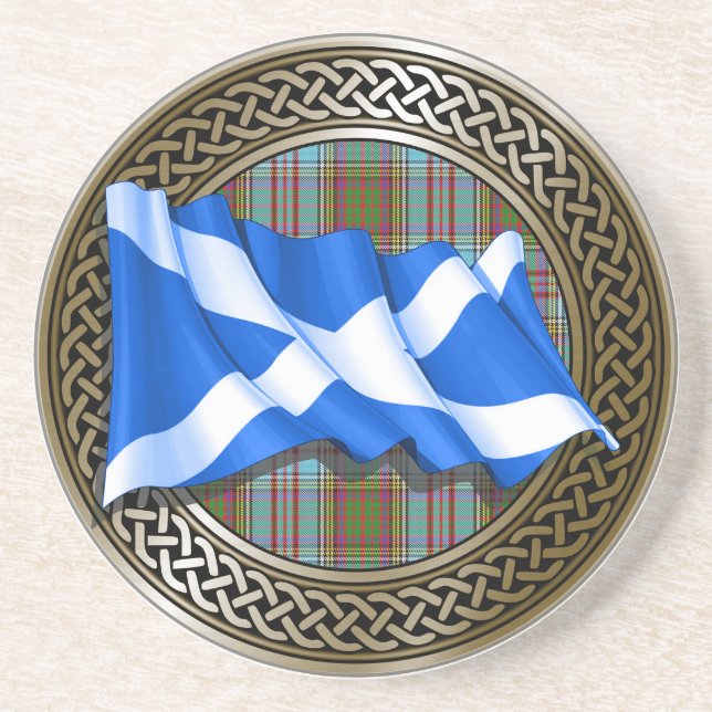 Porta-copos Clan Anderson Tartan Knot & Flag (Frente)