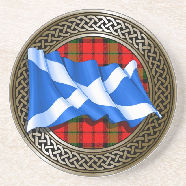 Porta-copos Clan Baird Tartan Knot & Flag (Frente)