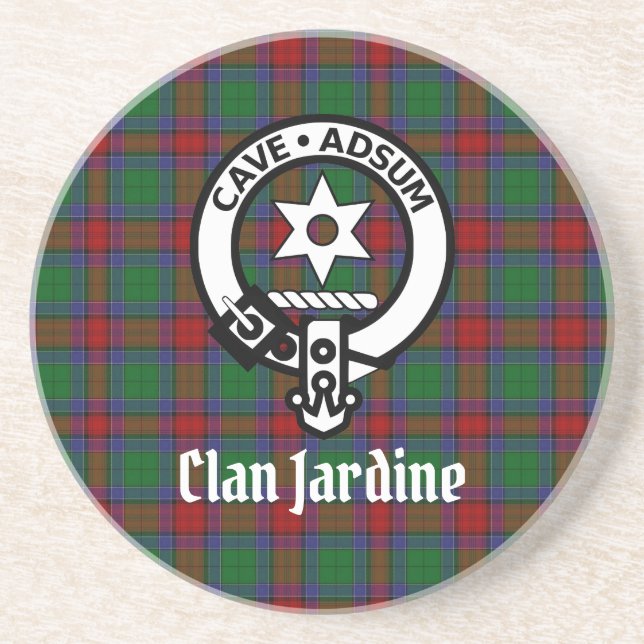 Porta-copos Clan Jardine Crest Crachá E Tartan (Frente)